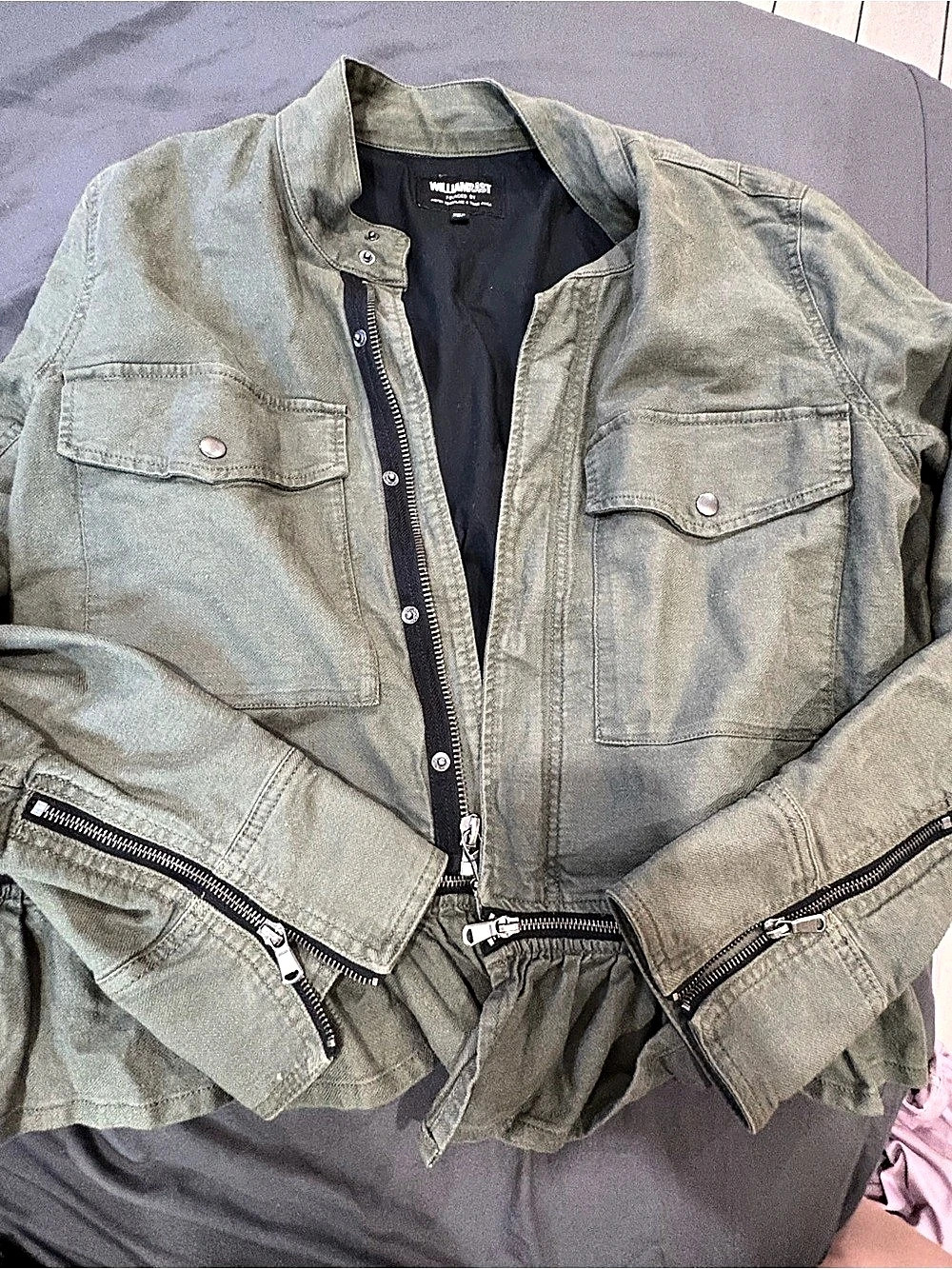 William Rast Women's Utility Jacket Green Size XL